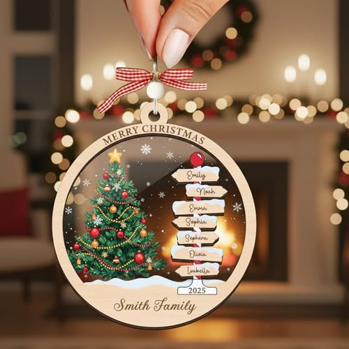 Personalized Christmas Wooden Ornaments with Family Names G463