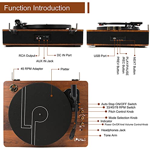 Record Player Turntable with Built-in Speakers and USB Playback R9973