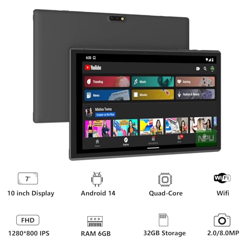 Tablet 10 Inch with Keyboard, Mouse, Case, Stylus, 8GB RAM 64GB ROM N8168