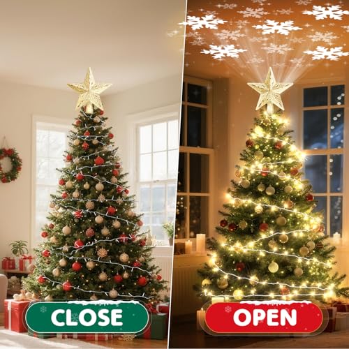 Snowflake Christmas Tree Topper LED Rotating with Projection Slides S187630