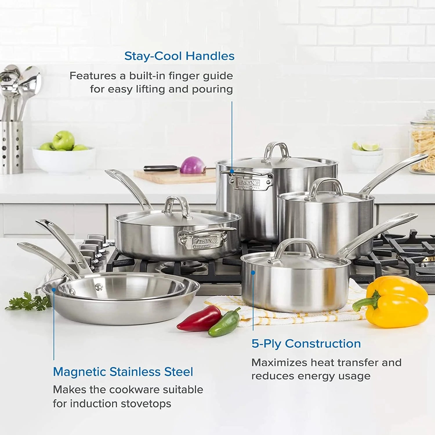 5-Ply Stainless Steel Cookware Set 10 Piece E96958