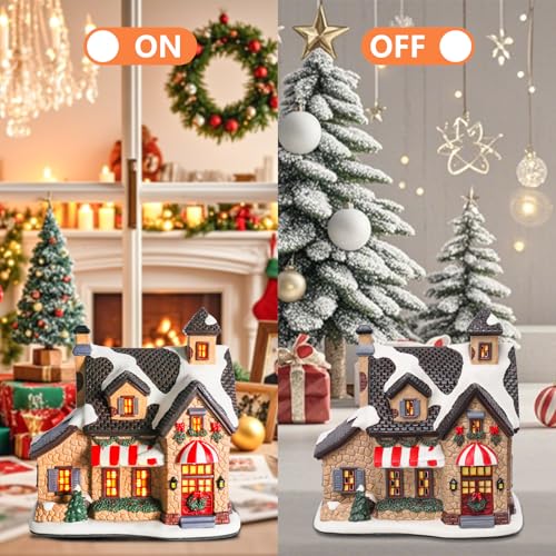 Lighted Ceramic Christmas Village Houses Indoor Decor Y567324