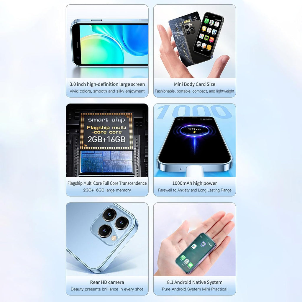 Mini 3G Smartphone with HD Camera, Dual SIM, 2GB 16GB, Blue I9398