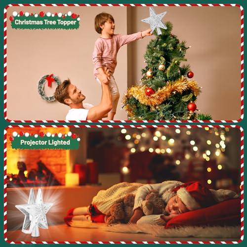Snowflake Christmas Tree Topper LED Rotating with Projection Slides S187630