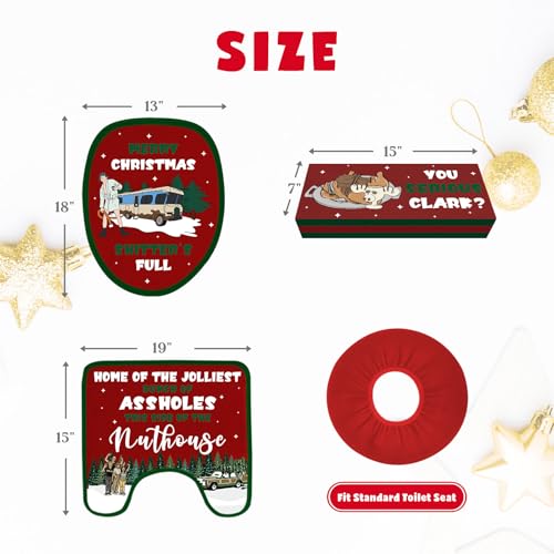 Christmas Vacation Bathroom Decor Set of 4, Toilet Seat Cover and Rug Set S615