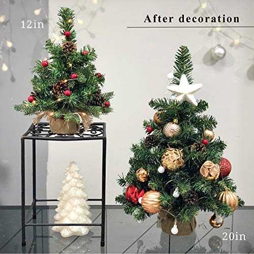 Pre-Lit Artificial Mini Christmas Tree, 20 Inch with 40 LED Lights, Battery Operated Tabletop P515