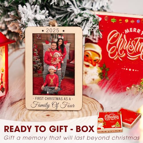 Christmas Ornament Picture Frame - Wooden Landscape Photo Frame for Tree U347