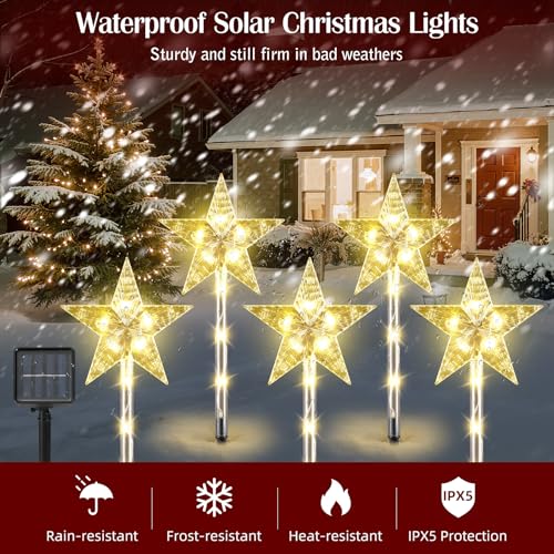 Solar Walkway Lights Outdoor, 8 Pack Candy Cane Christmas Decorations L731