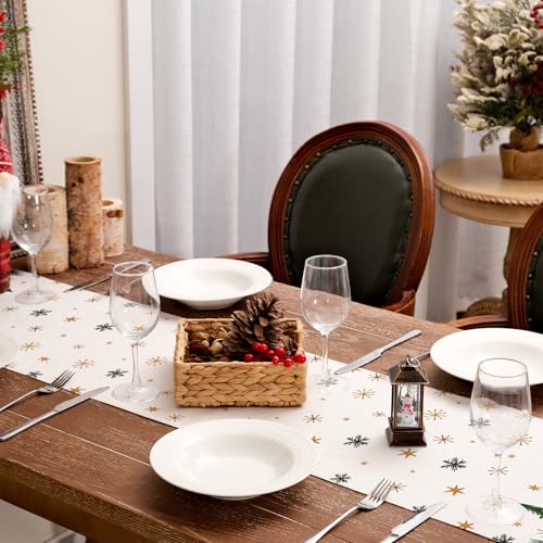 Christmas Table Runner 13x72 Inch, Red Winter Holiday Decor H348
