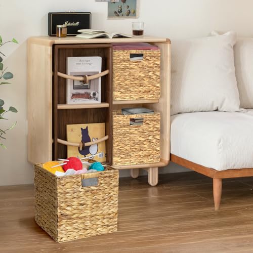 Wicker Storage Cubes with Handles, Foldable Square Baskets R657