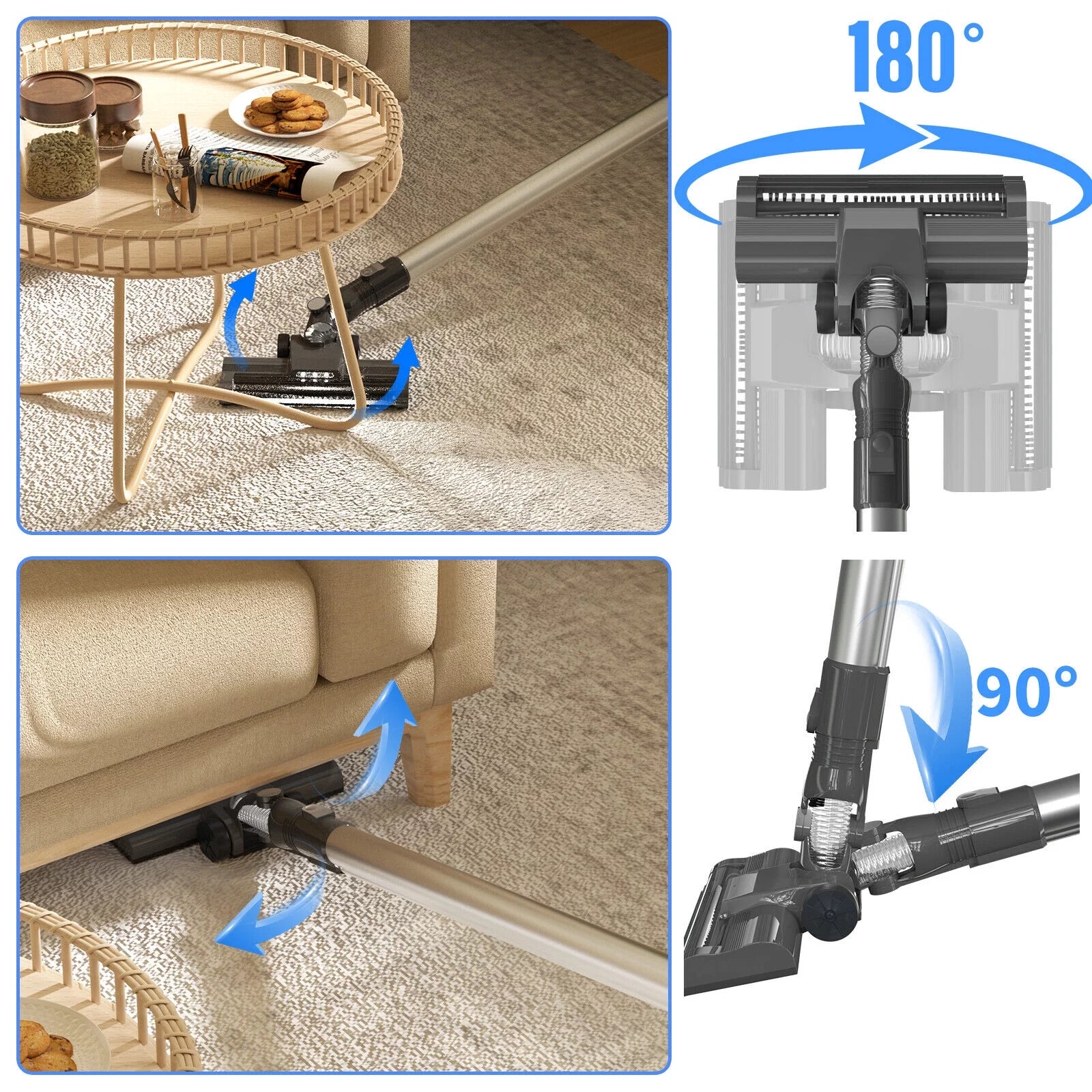 Cordless Stick Vacuum Cleaner with LED Light for Pet Hair and Hard Floor T49566