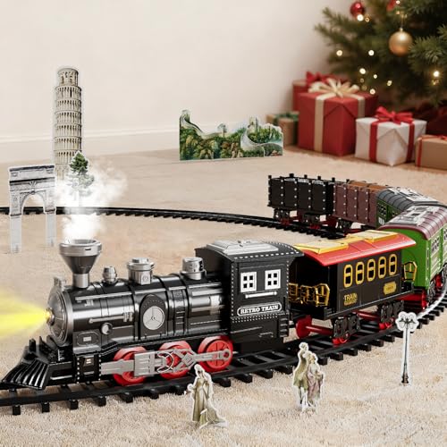 Large Train Set for Kids 4-8 with Sounds, Lights and Smoke H678