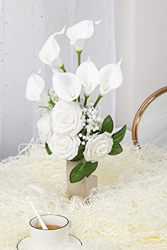 20 Pcs Real Touch Latex Artificial Calla Lily Flowers for Wedding Bouquet Home Decor N70790