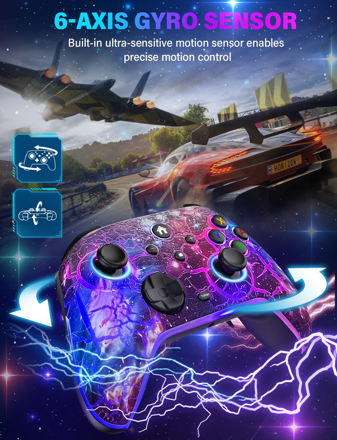 Wireless Switch Controller with RGB LED, Rechargeable Gamepad N3304
