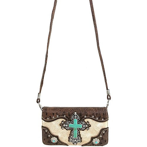 Cross Angel Wings Concealed Carry Handbag Purse Crossbody Messenger Bag and Wallet E881