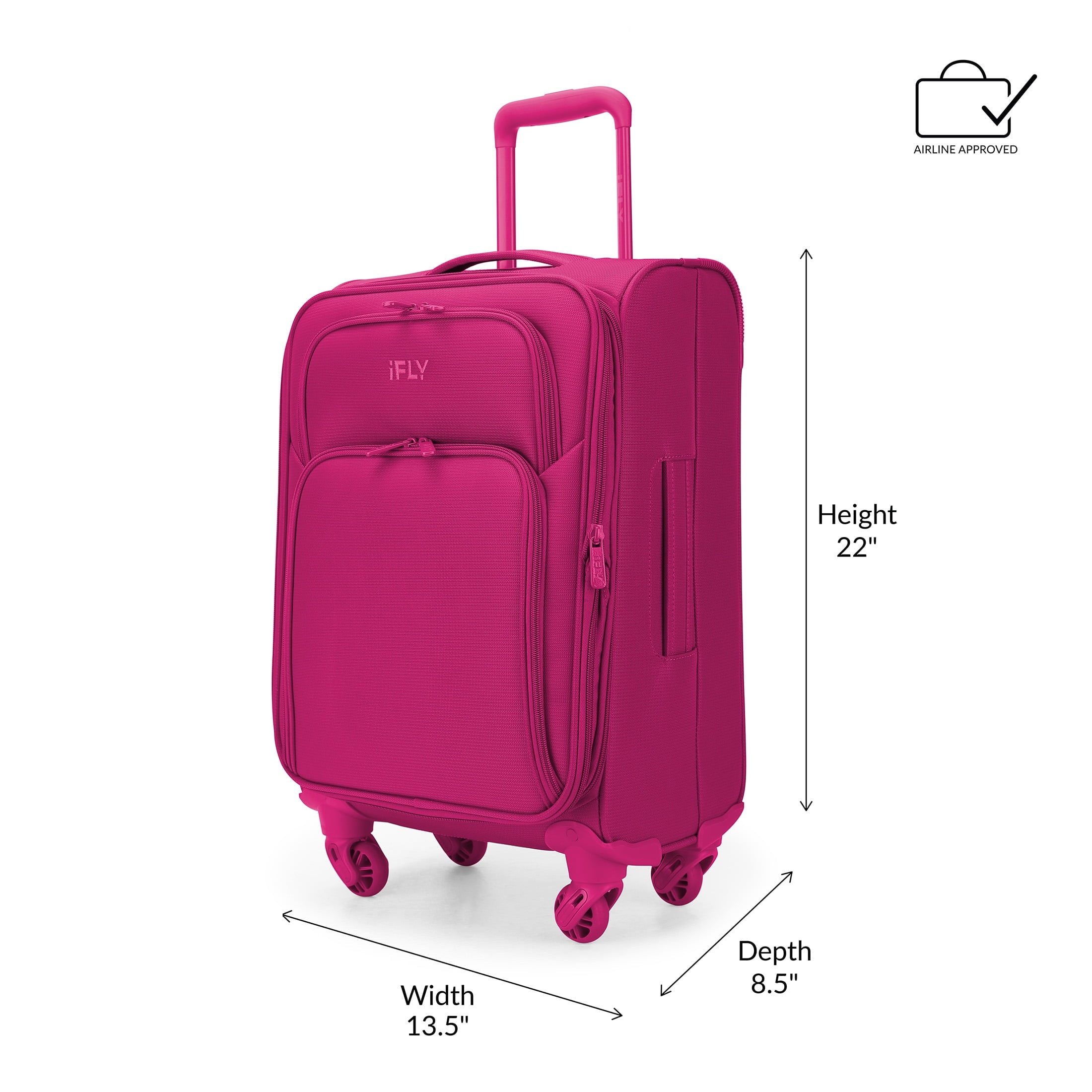 Softside 20" Carry-on Luggage, Fuchsia T7154