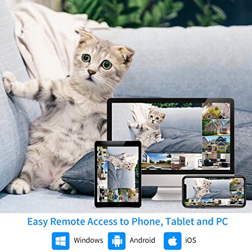 Wireless Security Camera System, 16CH 4K NVR, 4Pcs 3MP WiFi Cameras, Night Vision, Motion Detection, 1TB HDD P9721
