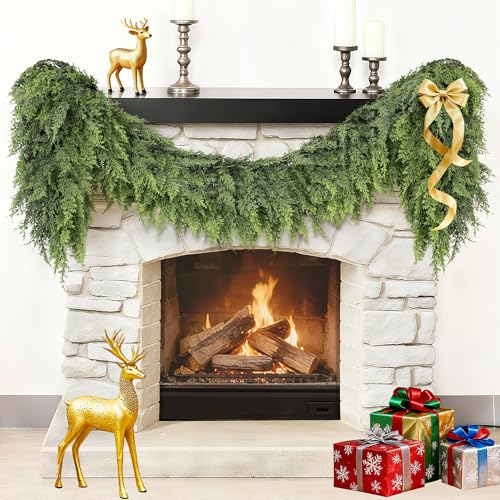 Real Touch Cedar Garland 9 ft for Mantle, Table, Stairs, Doorframe H3682