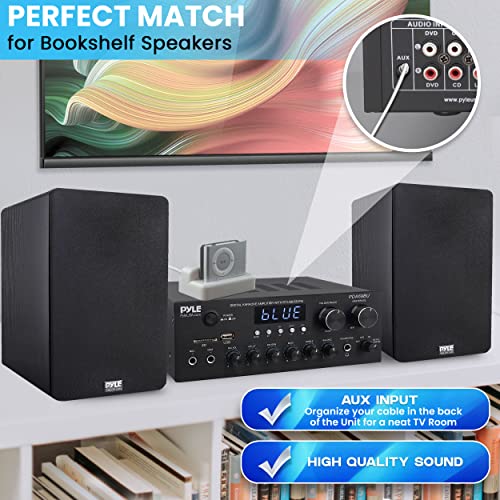 Stereo Power Amplifier 200W Peak with Bluetooth, LED Display, Dual Channel Receiver P458