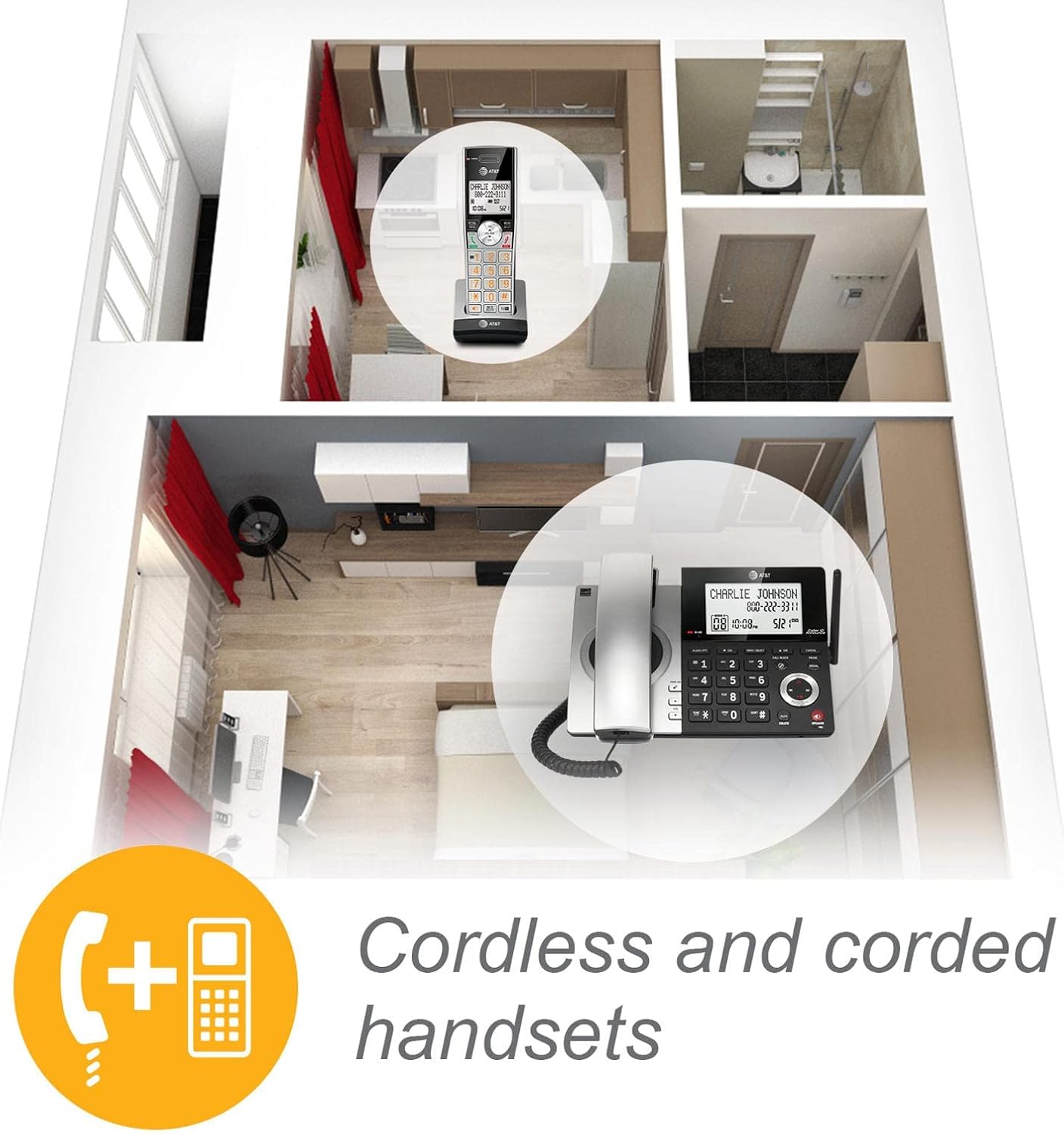 2-Handset Corded/Cordless Phone with Answering Machine and Call Blocking O711