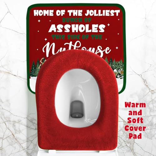 Christmas Vacation Bathroom Decor Set of 4, Toilet Seat Cover and Rug Set S615