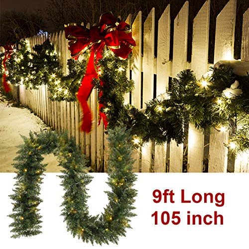 Pre-lit Christmas Garland with Lights for Indoor Outdoor Decor Y385715