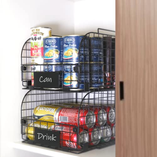 Wire Stackable Baskets for Kitchen Pantry Organizing, 4 Pack, Black G814232