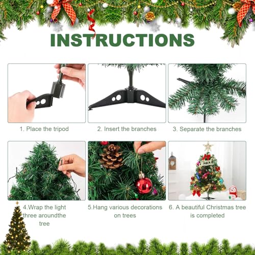 20 Inch Christmas Tabletop Tree with LED Lights and Star Topper B4313