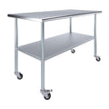 AmGood 30" X 60" Stainless Steel Work Table with Under-Shelf & 4 Wheels | Laundry Garage Utility Bench | Prep Worktable | Kitchen Island Food Prep | NSF Certified