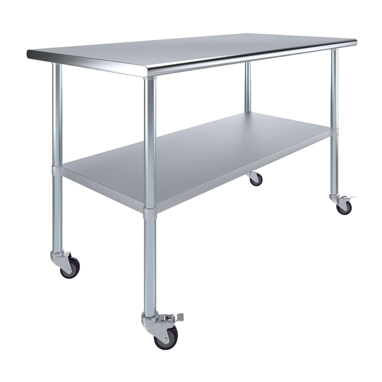 AmGood 30" X 60" Stainless Steel Work Table with Under-Shelf & 4 Wheels | Laundry Garage Utility Bench | Prep Worktable | Kitchen Island Food Prep | NSF Certified