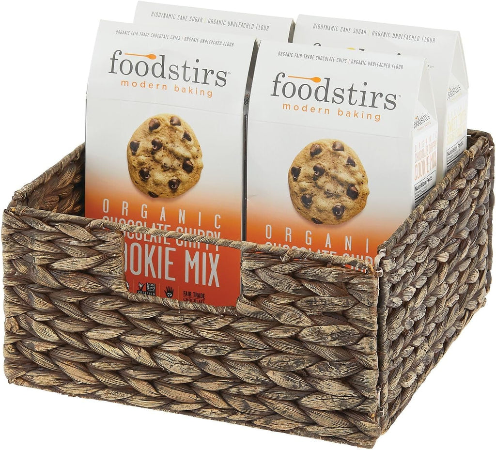 Woven Hyacinth Storage Basket with Handles, Foldable, 8 Pack L251