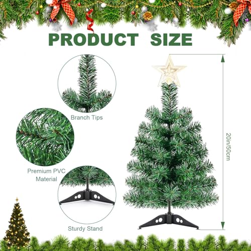 20 Inch Christmas Tabletop Tree with LED Lights and Star Topper B4313