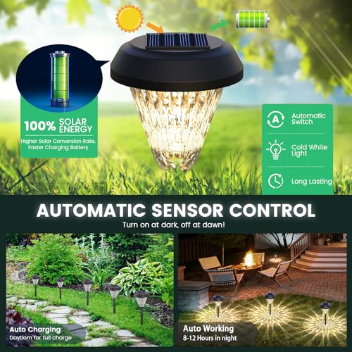 6 Pack Solar Pathway Lights Outdoor Christmas Decorations, Waterproof Candy Cane for Yard Walkway Garden Q12961