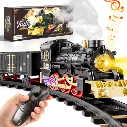 Electric Train Set for Kids with Smoke, Light and Sound, DIY Tracks L560