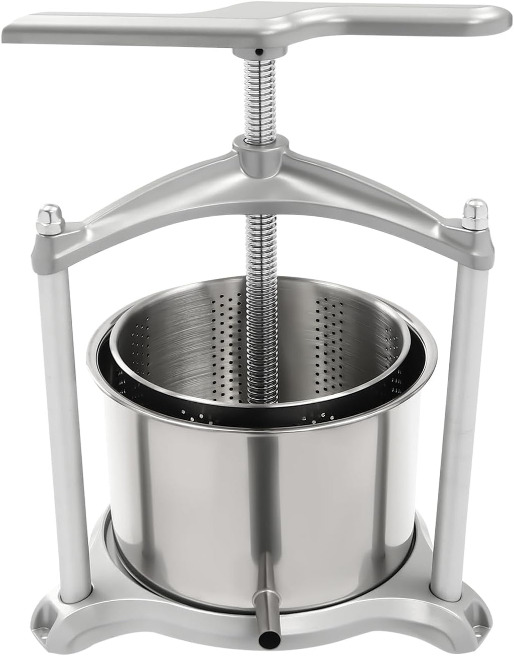 6 L/1.59Gal Fruit Wine Press Manual Press Machine with with T-Handle, Stainless Steel Manual Cheese Press Grape Cider Wine Making Equipment for Pressing Cheese, Herbs, Olive Oil, Honey