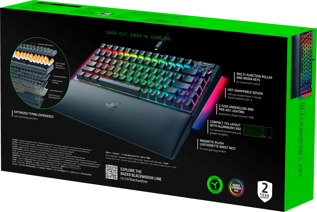 75% Hot-Swappable Mechanical Gaming Keyboard, RGB M24882