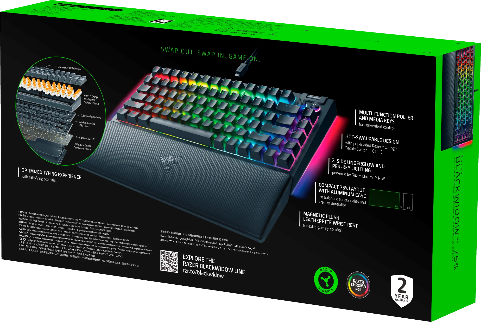 75% Hot-Swappable Mechanical Gaming Keyboard, RGB M24882