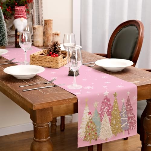 Christmas Table Runner 13x72 Inch, Red Winter Holiday Decor H348