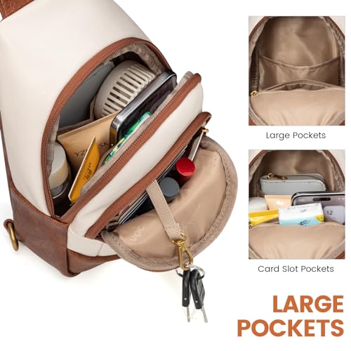 Sling Bag for Women, Leather Crossbody Bag with Detachable Strap X139