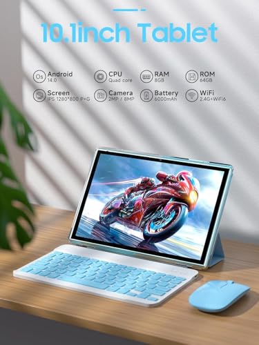 Tablet 10 Inch with Keyboard, 8GB RAM 64GB ROM K6429