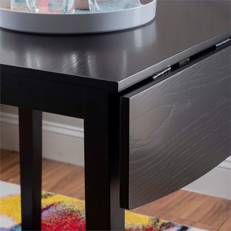 Square Wood Drop Leaf Table in Black P88507