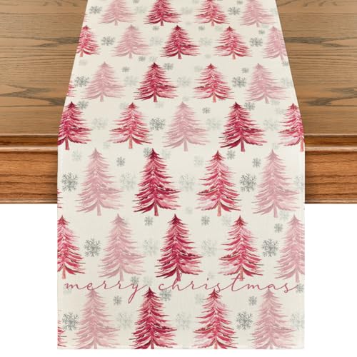 Christmas Table Runner Snowflake Winter Green Kitchen Dining Decor 13x72 Inch H231730
