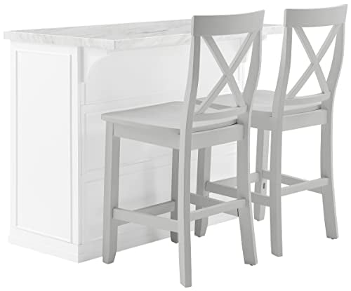 Kitchen Island with Faux Marble Top, White Q277