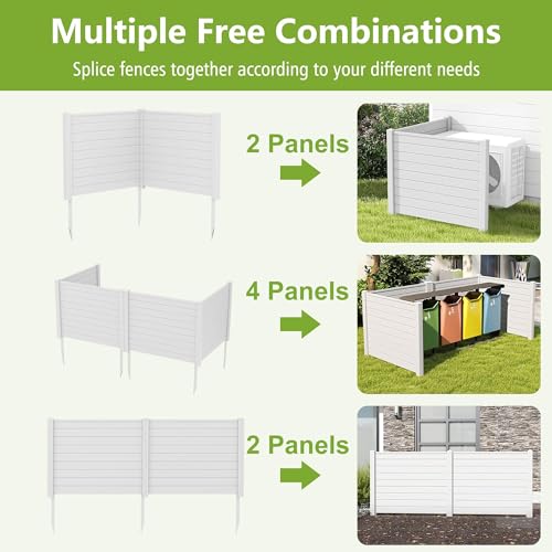 Outdoor Privacy Screen Freestanding 48"W x 48"H, Vinyl Fence for Air Conditioner and Garbage Can Hider A512666