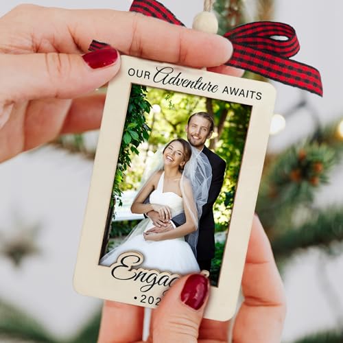 Christmas Ornament Picture Frame - Wooden Landscape Photo Frame for Tree U347