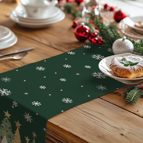 Christmas Table Runner 13x72 Inch, Red Winter Holiday Decor H348
