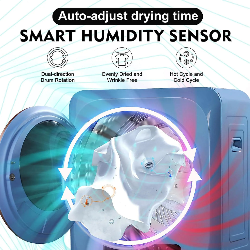 Portable Electric Clothes Dryer 8.8 Lbs with Moisture Sensor, Blue D806048