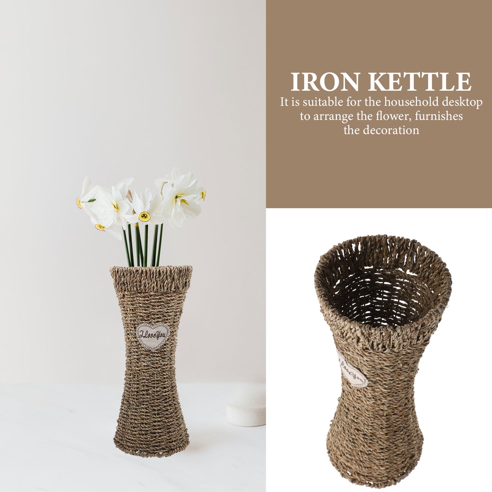 Woven Seagrass Vase Flower Basket I842