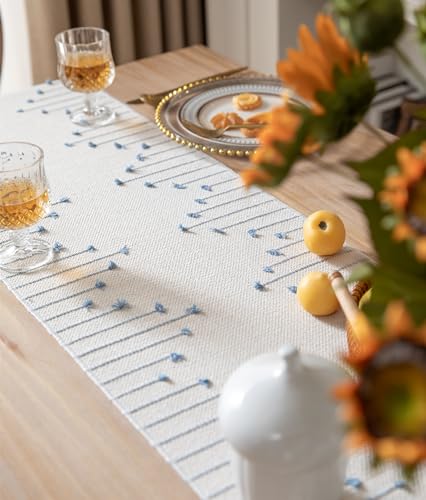 Christmas Table Runner 13 x 90 Inch Cotton Woven with Tassels Red and Beige B398787