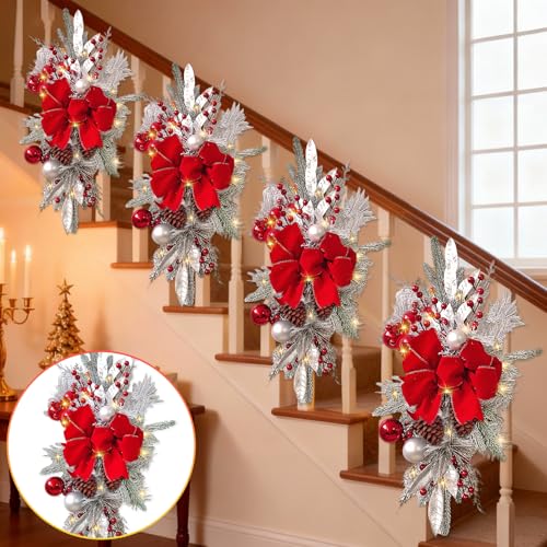 Prelit Teardrop Christmas Swag 24 Inch for Staircase Wall Window Decor L968037